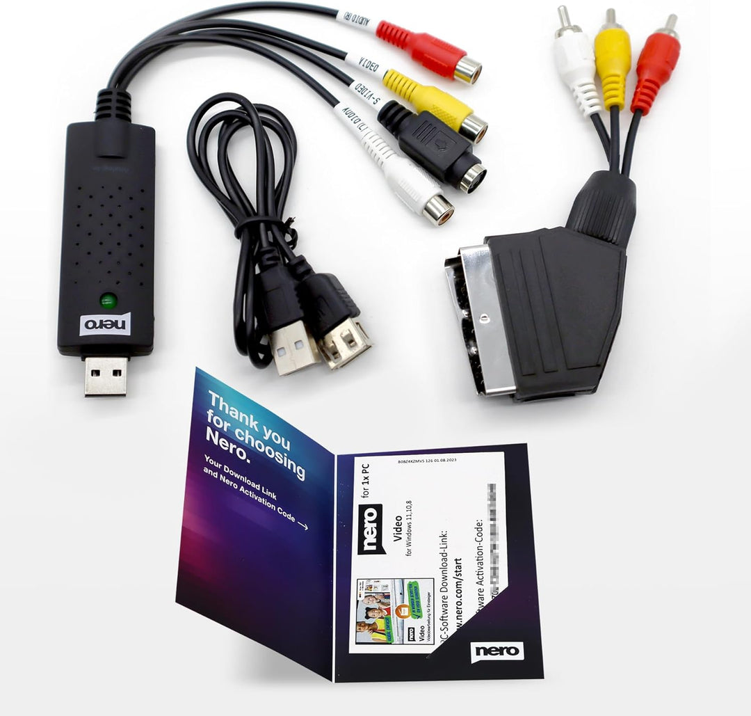 Nero VHS zu USB Video Grabber Recode Stick inkl. Videobearbeitungssoftware | Videoschnitt | Videokas