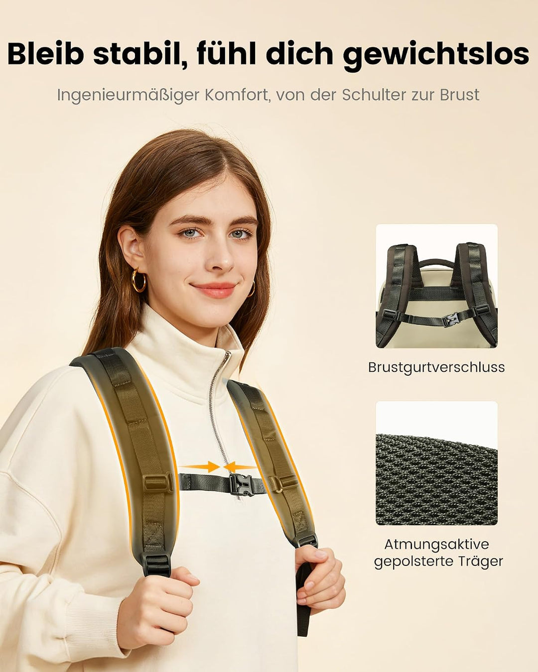 LOVEVOOK Rucksack Handgepäck Flugzeug 40L Gross Reiserucksack Damen 45x36x20 | Travel Backpack für 1