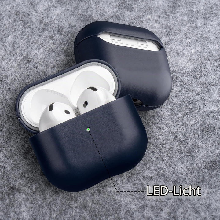 Maogoam für AirPods 4. Generation Case Leder, Echtes Crystal Oil Wax Rindsleder Case Cover für Apple
