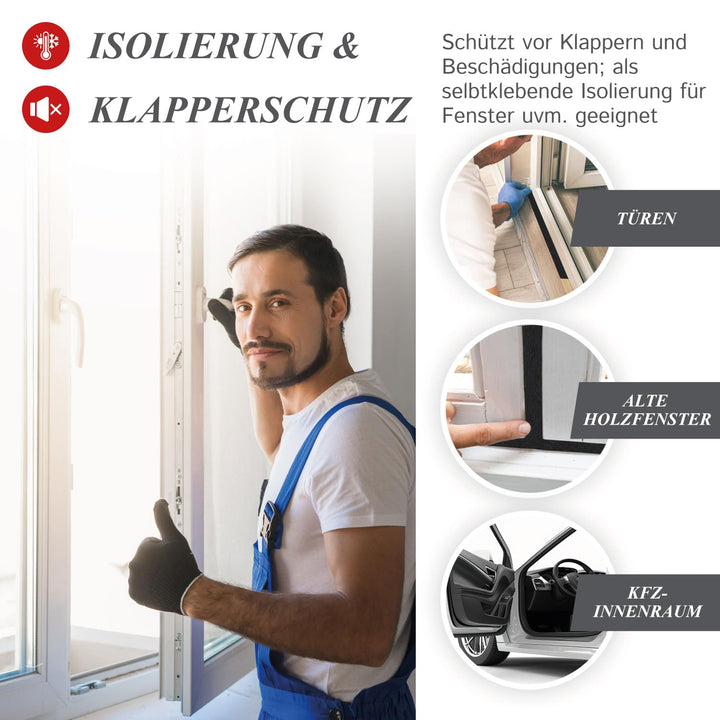 The Felt Store Filzband selbstklebend 40 mm breit, 1,5 mm dick, 20m lang, schwarz - vielseitiger Fil