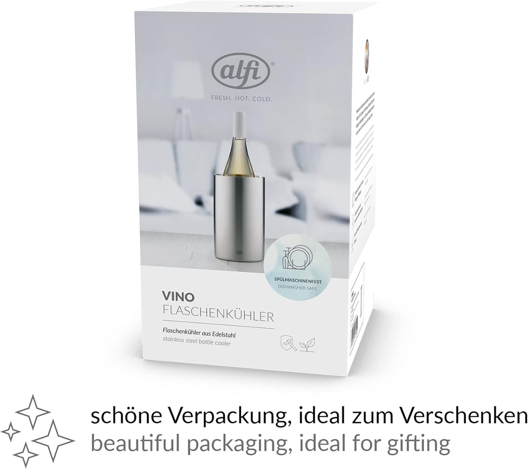 alfi VINO Flaschenkühler Edelstahl 0,70-1,00 l, silber glänzend Stainless Steel Polished zylindrisch