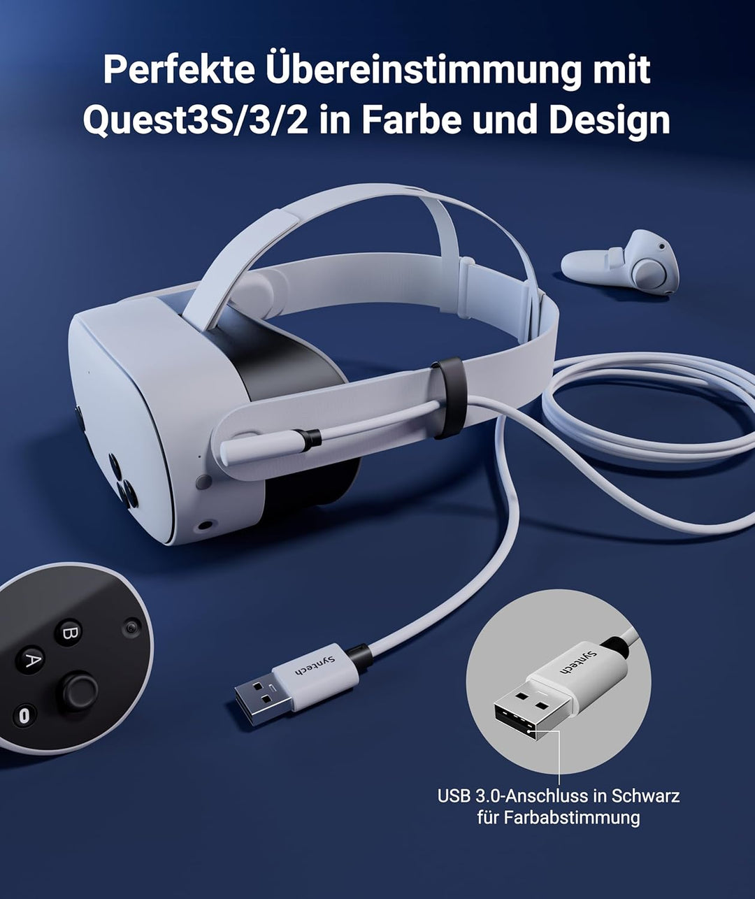Syntech Link Kabel 5M, Kompatibel mit Oculus Meta Quest 3/3S, Quest2/1/Pro und Pico 4, PC Steam VR Z