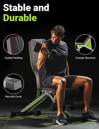 YOLEO klappbare Hantelbank Multifunktion Training Fitness Bank Bauchtrainer Schrägbank mit 7-Fach Ve