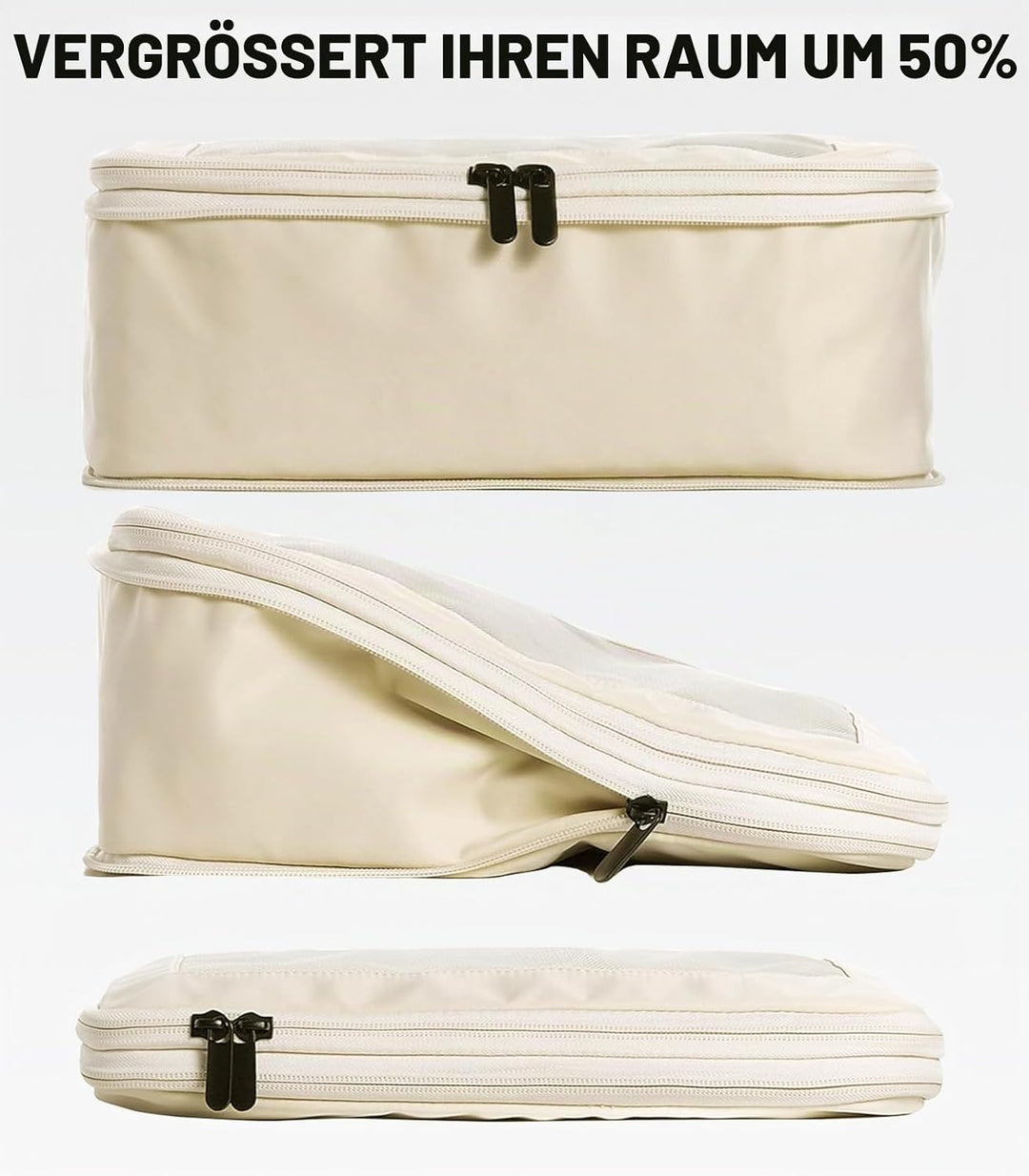 MURISE 6er Set Compression Packing Cubes, Koffer Organizer Packtaschen, Beige