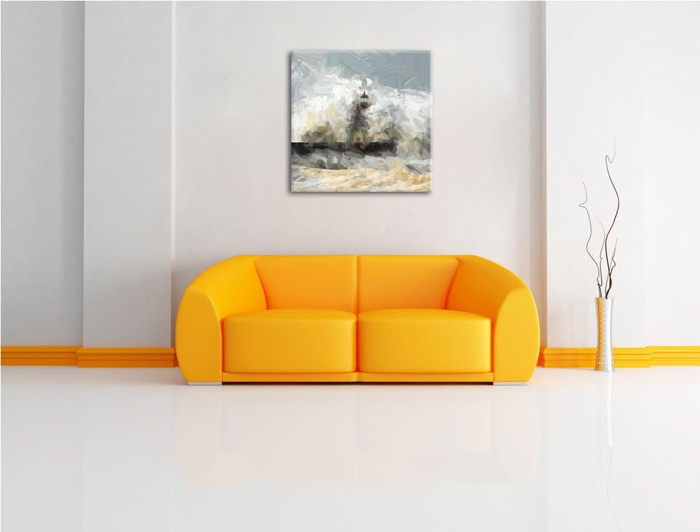 Leuchtturm in den Breschen, Format: 70x70 auf Leinwand, XXL riesige Bilder fertig gerahmt mit Keilra