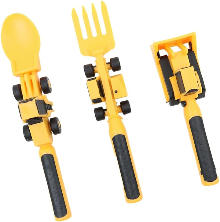 Sarini 3PCS Bulldozer Schaufel Geschirr mit Gabel und Löffel Form Baustelle Motiv