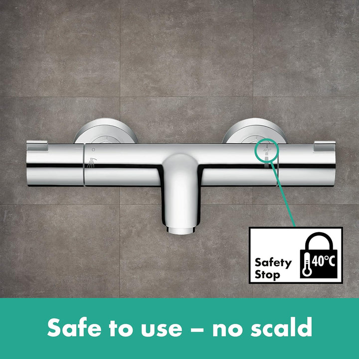 hansgrohe Ecostat - Wannenthermostat Aufputz, Wannenarmatur mit Sicherheitssperre (SafetyStop) bei 4