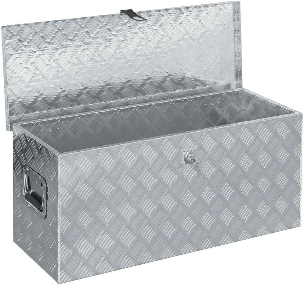 vidaXL Aluminiumkiste 90,5x35x40cm Alu Box Koffer Werkzeugbox Transportkiste 90.5 x 35 x 40 cm Silbe
