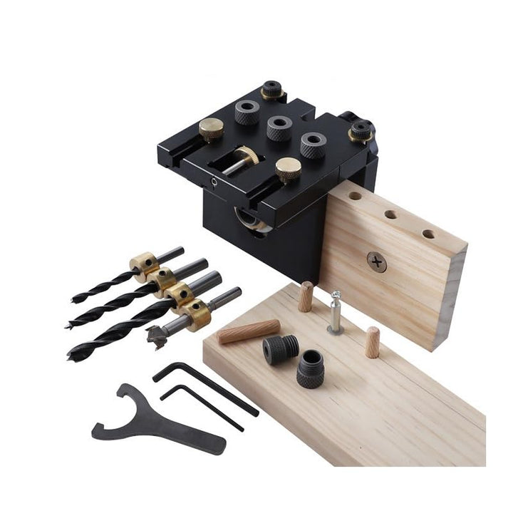 6/8/10/15mm Bohrschablone Möbelbau - 3 in 1 Bohrlehre für Exakte Dübellöchre, Dübelhilfe mit Positio