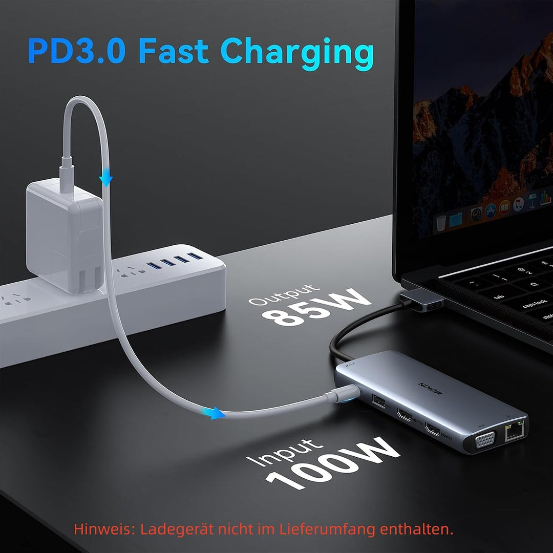 MacBook Docking Station Dual Monitor, MOKiN 12 in 2 Thunderbolt 3 USB C Adapter für MacBook Pro/Air