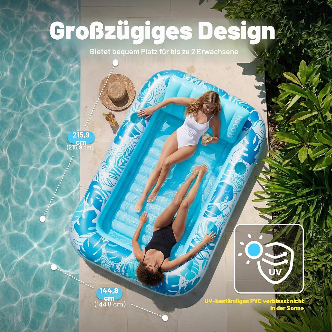 SLOOSH Aufblasbare Tanning Pool, 70" x 46"/ 85" x 57" Grosse aufblasbarer Luftmatratze für Erwachsen