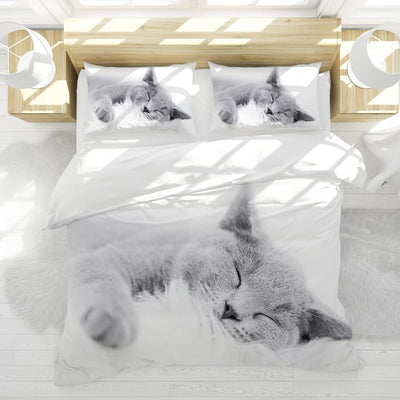 JEFFEL Katze Bettwäsche Set 135 x 200 cm, Tiermotiv, Kinderbettwäsche, Cat Muster Bettbezug 3D Haust