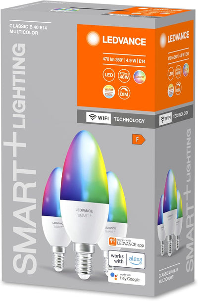 LEDVANCE Smarte LED-Lampe mit WiFi-Technologie für E14-Sockel, matte Optik ,RGBW-Farben änderbar, Li