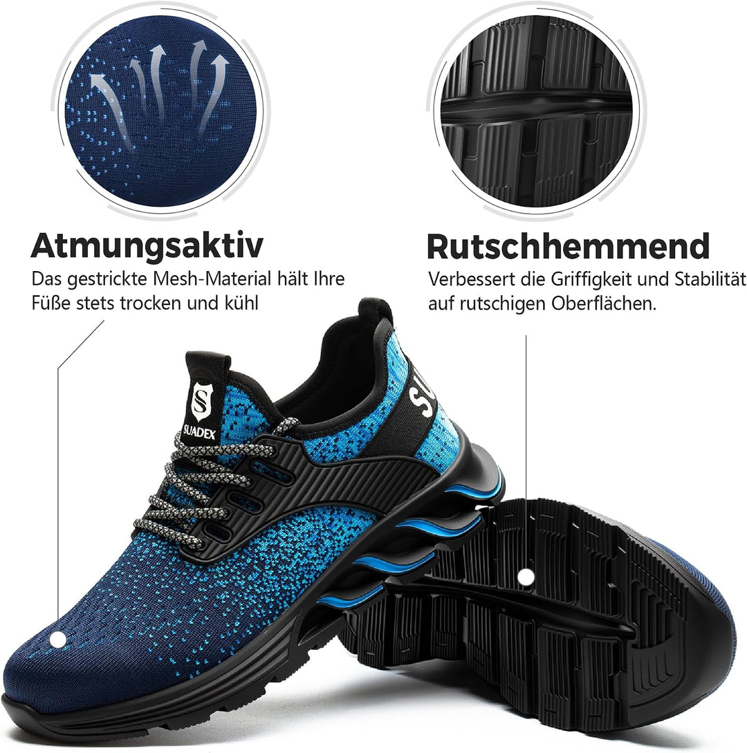 SUADEX Sicherheitsschuhe Arbeitsschuhe Herren Damen Leicht Stahlkappenschuhe Atmungsaktiv mit Stahlk