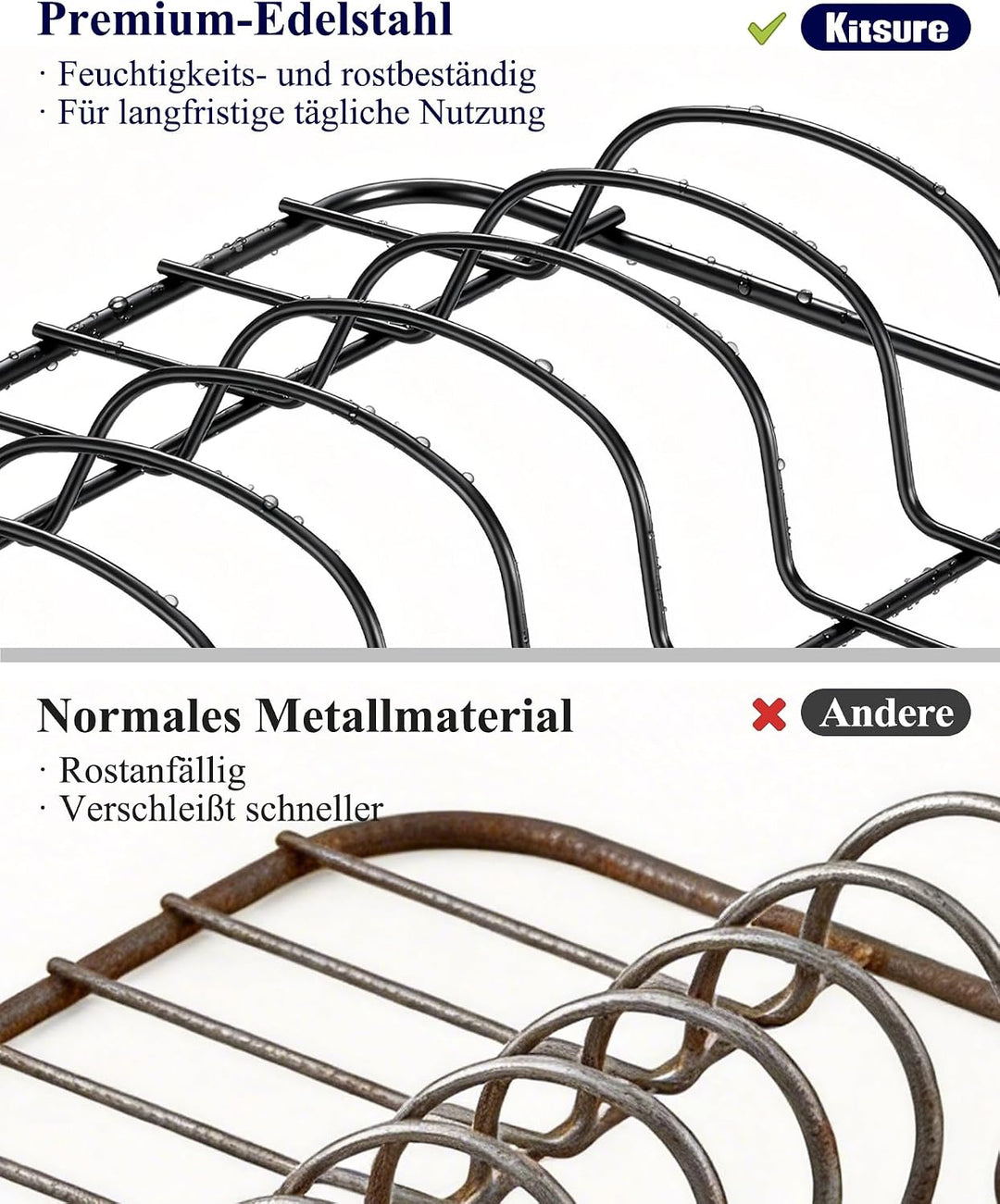 Kitsure Abtropfgestell Geschirr Geschirrgestell für die Küchentheke mit Besteckhalter, rostfreie Auf