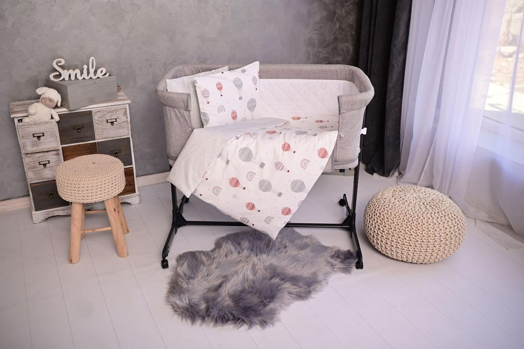 Lorelli Babybettwäsche-Set Eva 5-tlg Decke 75 x 75 cm, Kissen 29 x 42 cm, Bezüge, Farbe:hellblau, He