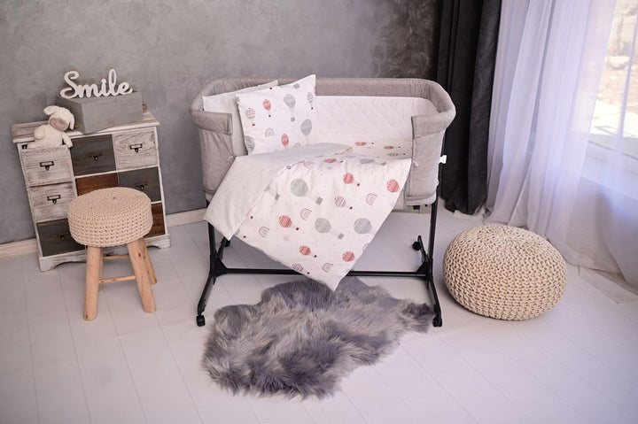 Lorelli Babybettwäsche-Set Eva 5-tlg Decke 75 x 75 cm, Kissen 29 x 42 cm, Bezüge, Farbe:hellblau, He