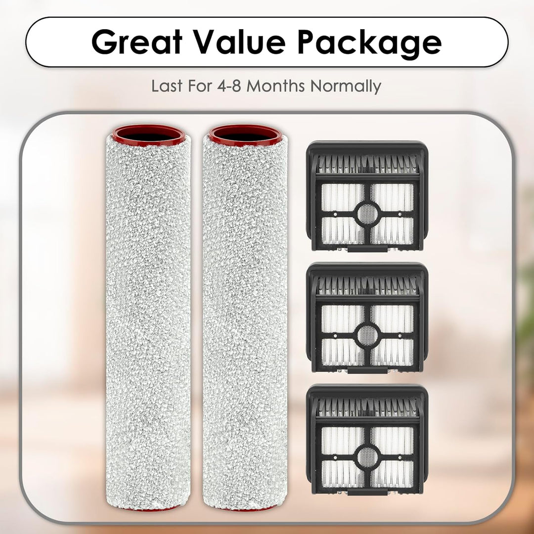(5 Stück) H15 Pro Ersatz-Bürstenrollen und HEPA-Filter für Dreame H15 Pro/ H15 Mix/ H12 Pro FlexReac