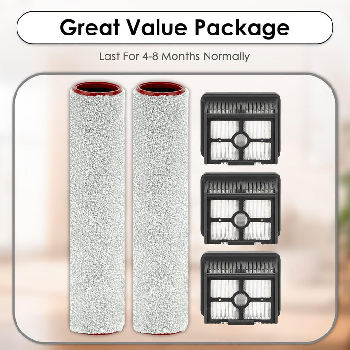 (5 Stück) H15 Pro Ersatz-Bürstenrollen und HEPA-Filter für Dreame H15 Pro/ H15 Mix/ H12 Pro FlexReac