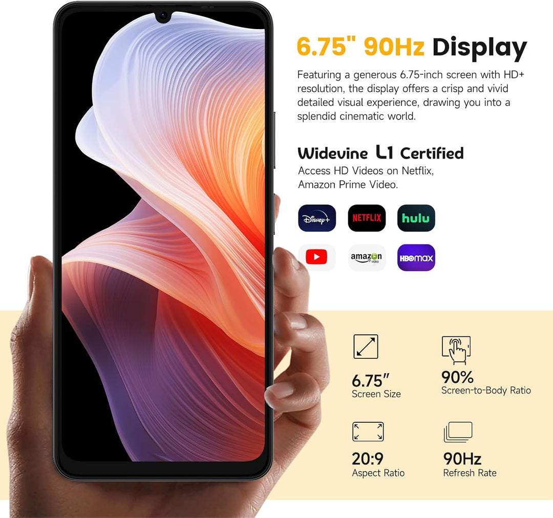 Ulefone Note 20 Pro Handy Android 14 256GB+8GB/1TB SD 50MP+8MP Kamera Octa Core 6000mAh 18W 6,75" HD