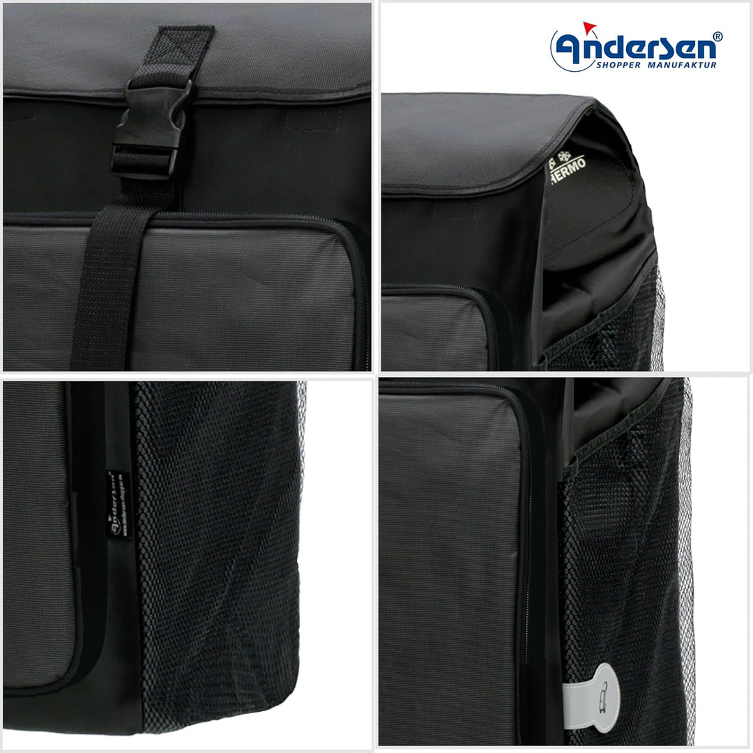Andersen Shopper Royal mit 3-Speichenrad Alu klappbar mit Rad Ø 25 cm und Tasche Tomo mit Kühlfach s