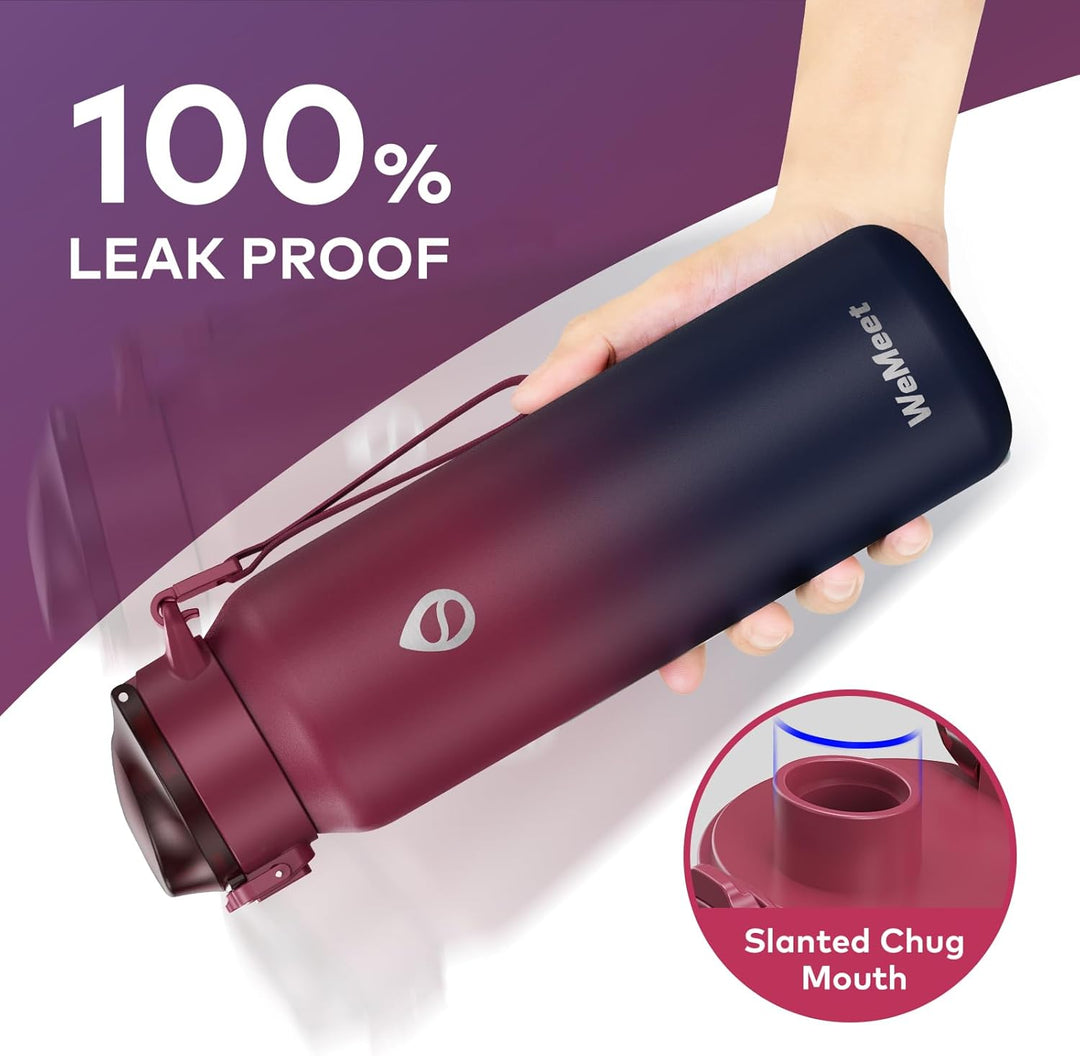 Thermosflasche mit Abnehmbarem Strohhalm 700ml, 18/10 Edelstahl Isolierflasche, BPA-frei Wasserflasc