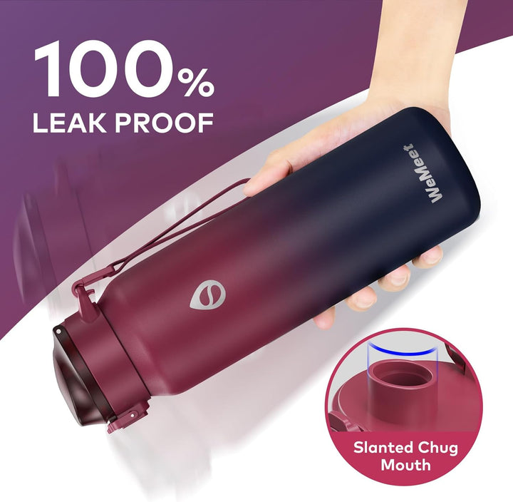 Thermosflasche mit Abnehmbarem Strohhalm 700ml, 18/10 Edelstahl Isolierflasche, BPA-frei Wasserflasc