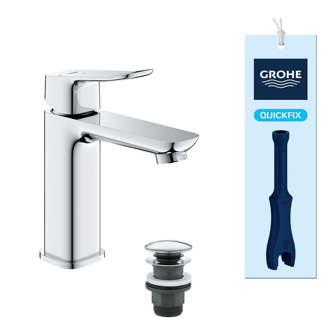 GROHE Dice, energiesparende Waschtischarmatur, Kaltwasser in Mittelstellung (3,5l/min, Wasserhahn fü
