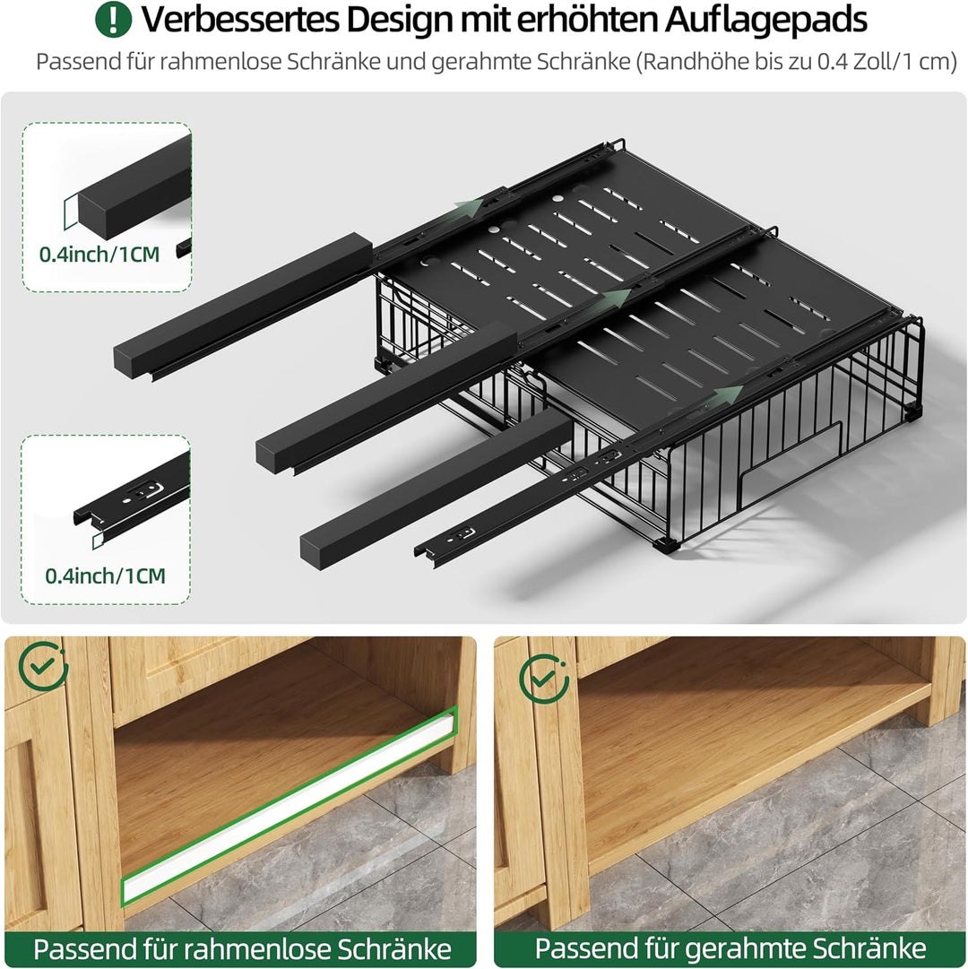 NETEL 2 Stück teleskopschublade ausziehbare schublade küche,schrank organizer,ausziehbare schrankkör