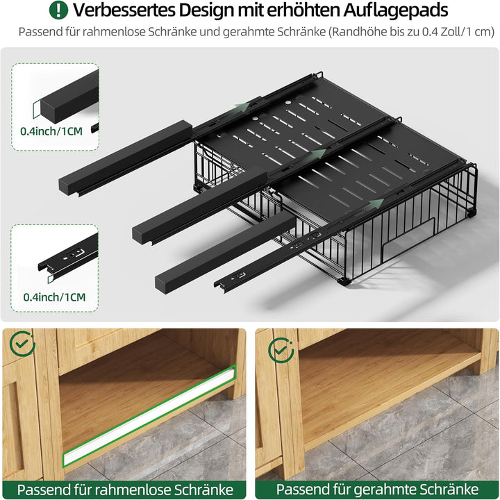 NETEL 2 Stück teleskopschublade ausziehbare schublade küche,schrank organizer,ausziehbare schrankkör