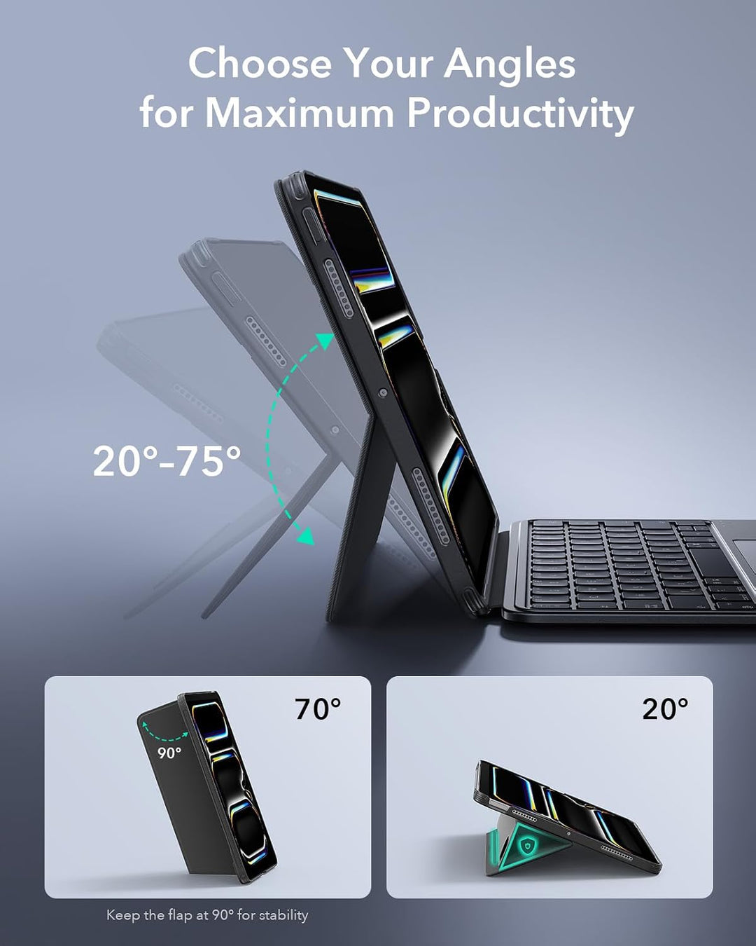 ESR Hülle mit Tastatur für iPad Pro 11" (M5/M4) 2025/2024 – Magnetisch abnehmbare Tastatur, Hoch- un