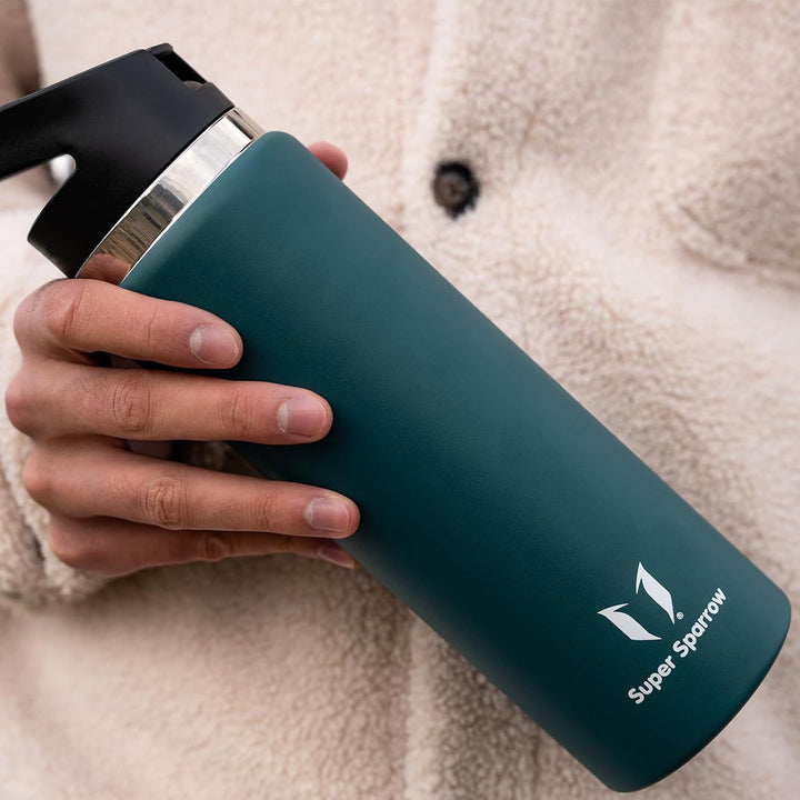Super Sparrow Trinkflasche Kinder 500ml - Breite Öffnung SwivelSip Thermosflasche - BPA-Frei Thermos