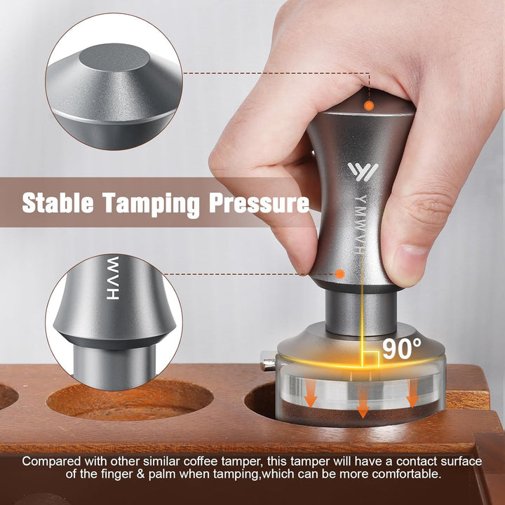 Espresso Tamper 58,3mm, YMWVH Kaffee Tampers Kaffeestampfer mit Doppelfeder Auto-Rücksprung, 30lb Ko