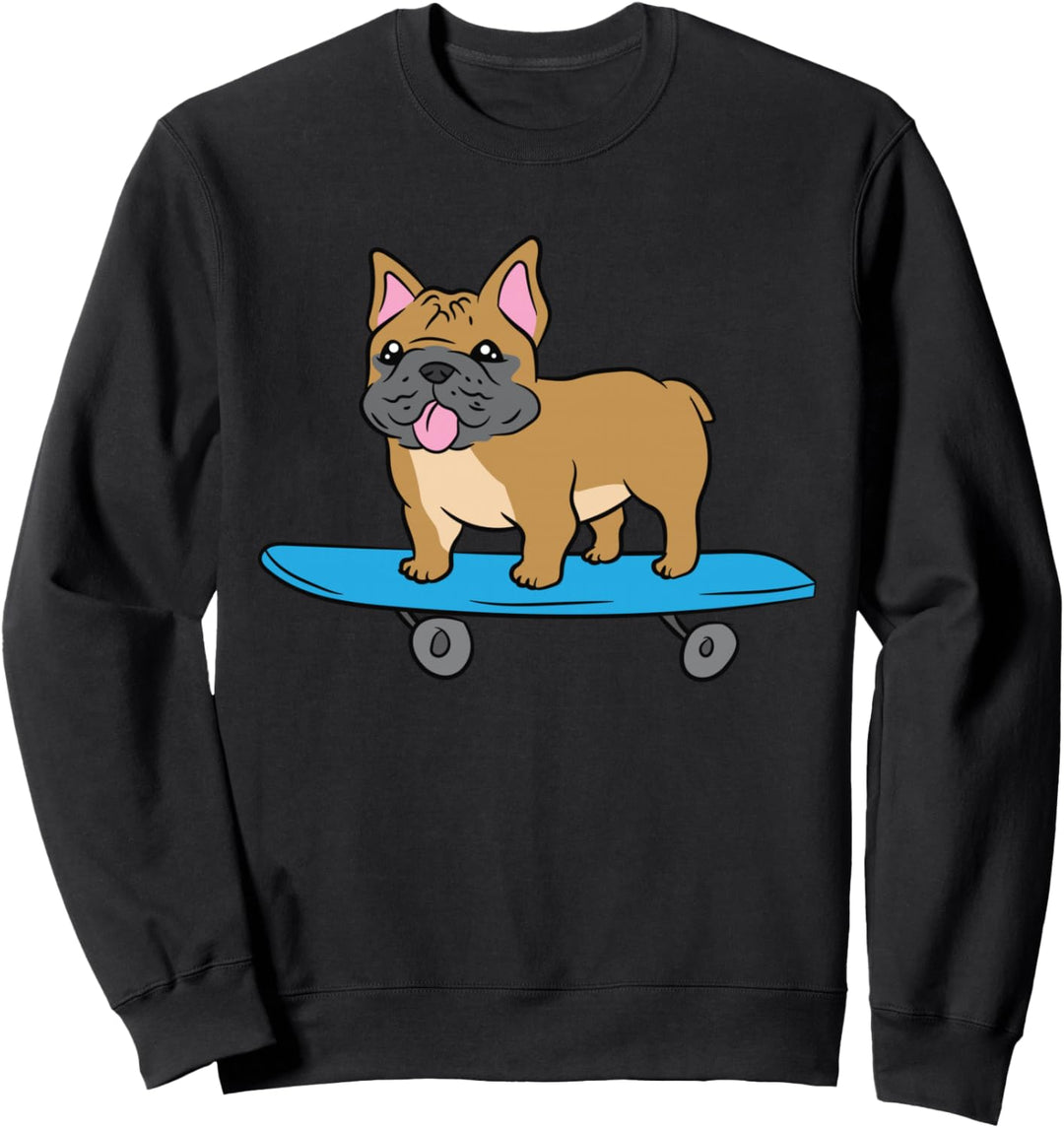 Französischer Bulldoggen Kind Skater Bulldogge Skateboard Sweatshirt