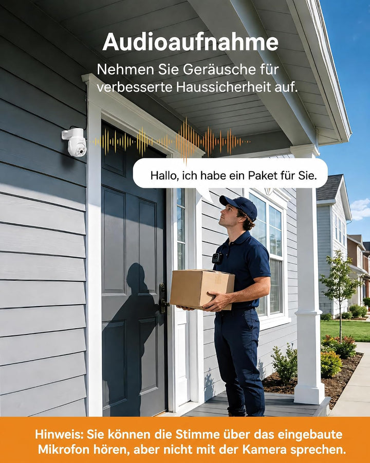 Anlapus 2MP 1080P PTZ Überwachungskamera Aussen Set mit Audio Kabelgebunden | 8CH DVR ohne HDD, 4X 3