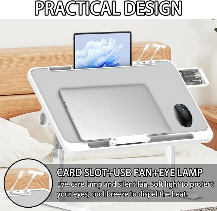 Soontrans Laptoptisch 60 x 40 cm, Laptop Tisch mit Schublade, Höhenverstellbar, Winkelverstellbar, K