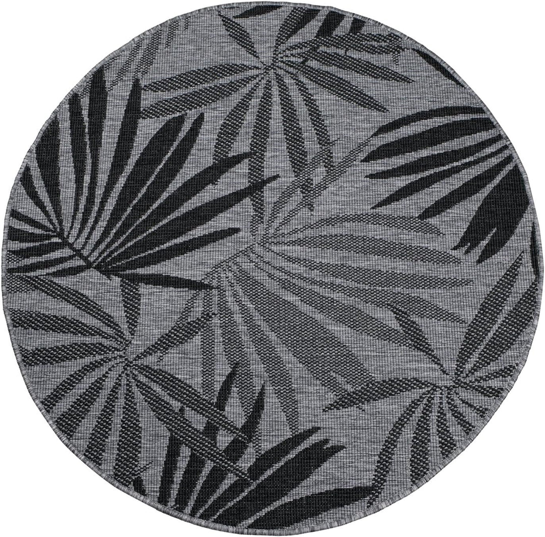 carpet city Outdoor Teppich Wetterfest 160 cm Rund - Grau-Anthrazit - Wendeteppich, Beidseitiges Flo