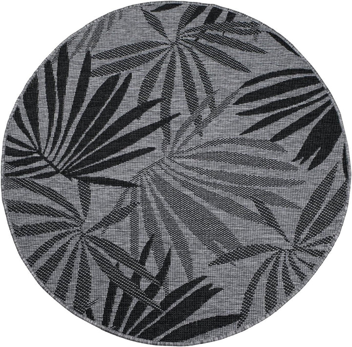 carpet city Outdoor Teppich Wetterfest 160 cm Rund - Grau-Anthrazit - Wendeteppich, Beidseitiges Flo