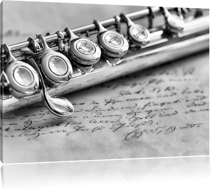 Pixxprint Detailaufnahme Einer Querflöte als Leinwandbild/Grösse: 100x70 / Wandbild/Kunstdruck/ferti