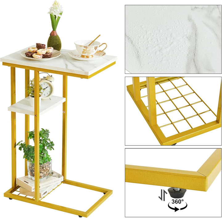 YMYNY Beistelltisch Kaffeetisch C-Form, Eleganter Kleiner Sofatisch, Industrie-Design, Sofatisch 40