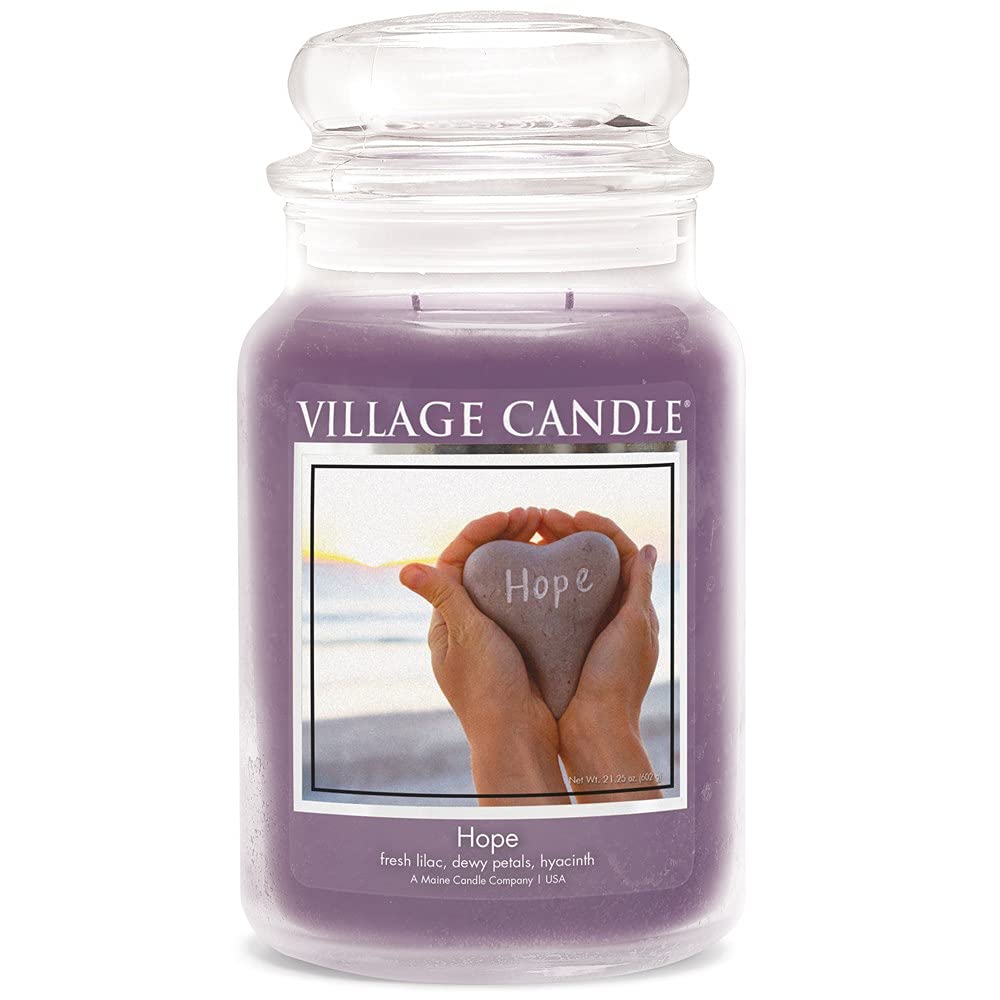 Village Candle Grosse Duftkerze im Glas "Hope", lila, 740 ml