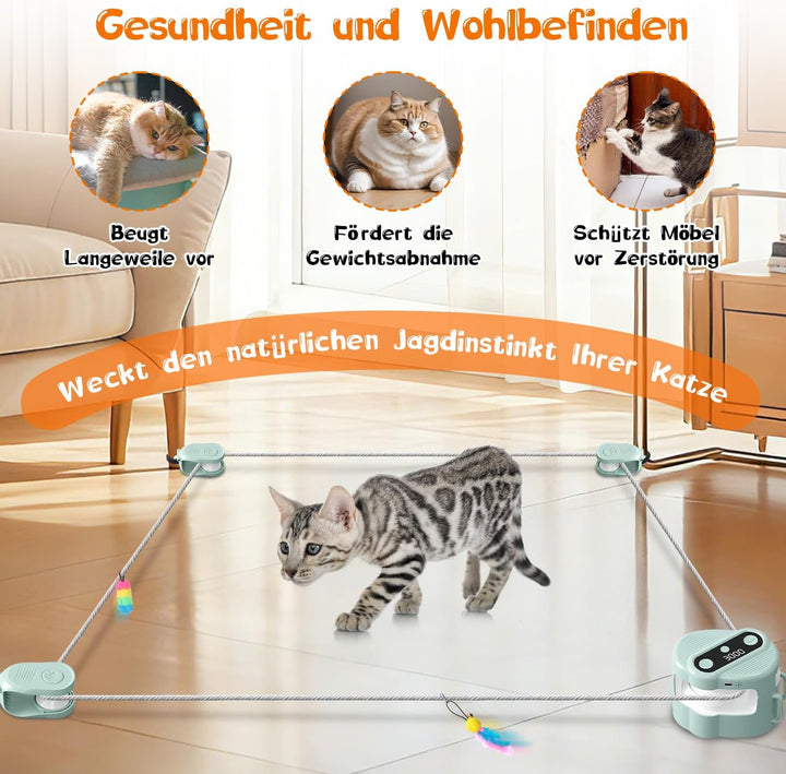 Interaktives Katzenspielzeug, Katzenlaufband Katzenspielzeug Elektrisch mit Fernbedienung, 4 Geschwi