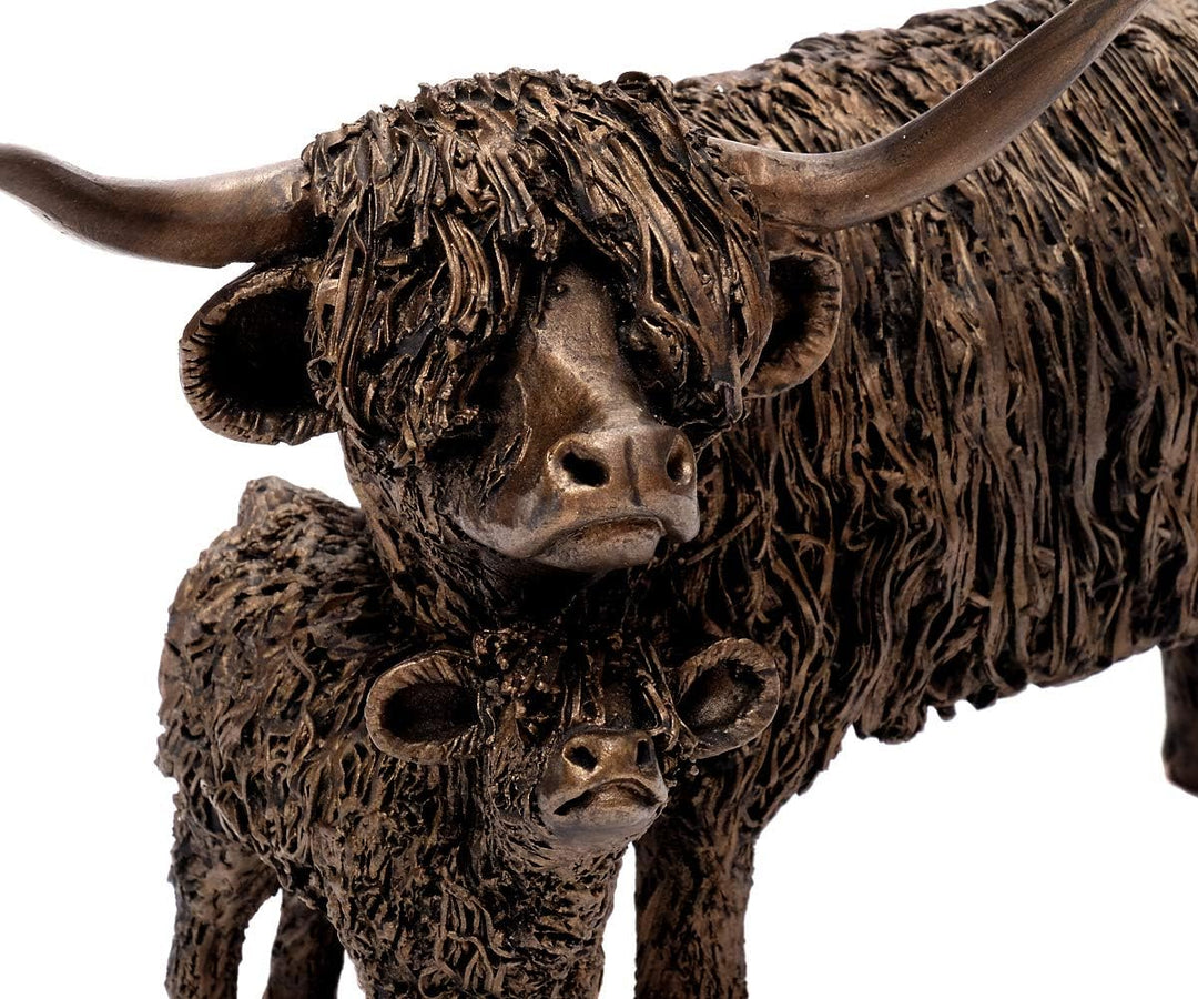 Deko Skulptur Kuh Highland Rinder Bronzefigur Bulle Dekoration Bauernhoftier Kunstfigur Cattle (Mode