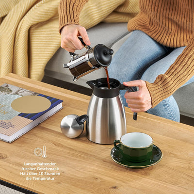 Blumtal Thermoskanne 1l - BPA-freie Teekanne mit Quick Tip Verschluss - auslaufsichere Kaffeekanne t