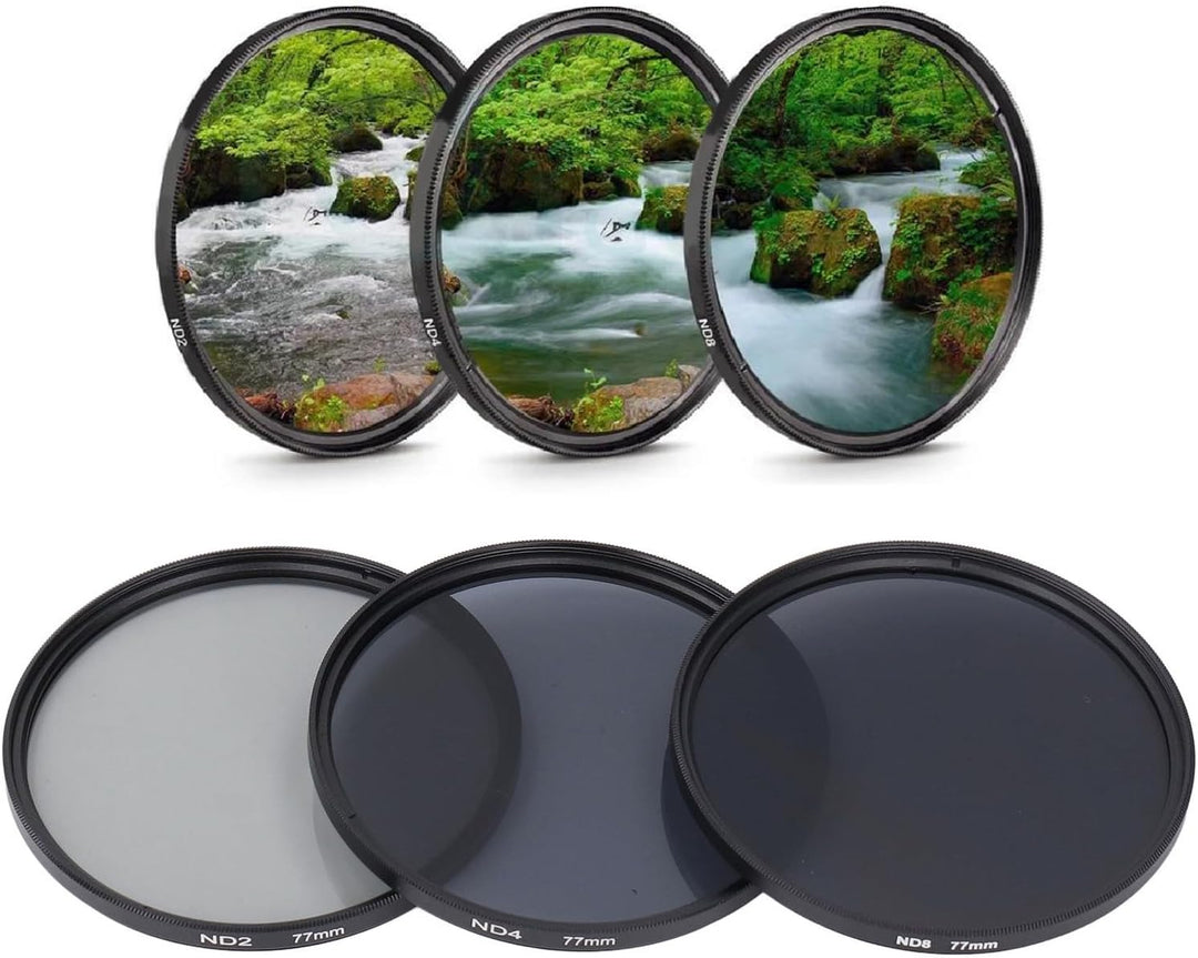 ND-Filterset, mit ND2-Filter, ND4-Filter und ND8-Filter, HD-Mehrschichtbeschichtung, Anti-Überbelich
