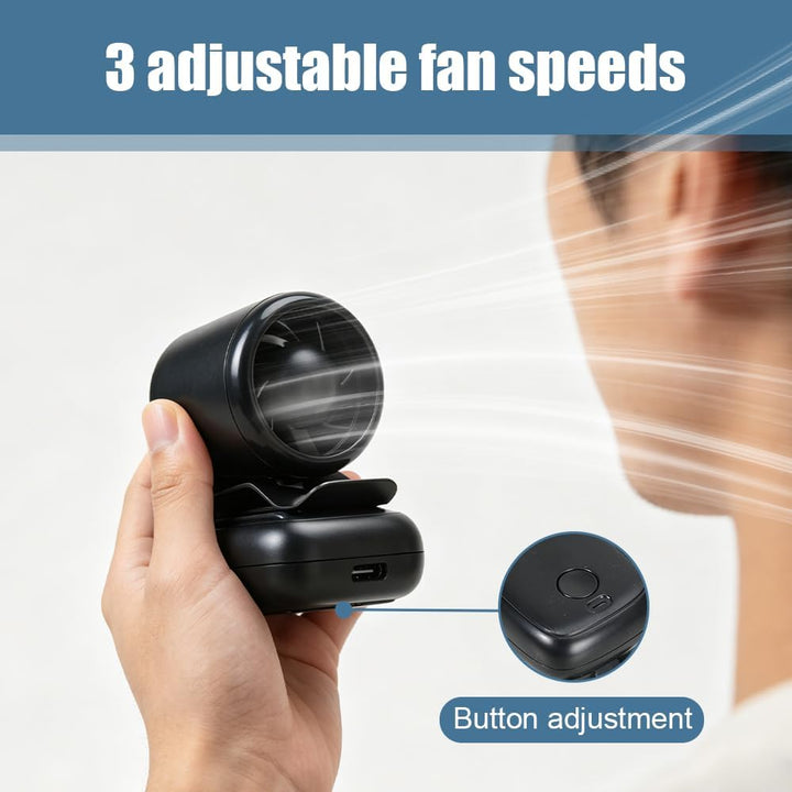 DONGKER Mini Clip-Ventilator für Baseball Cap, Freihändig Tischventilator | 1200mAh USB wiederauflad