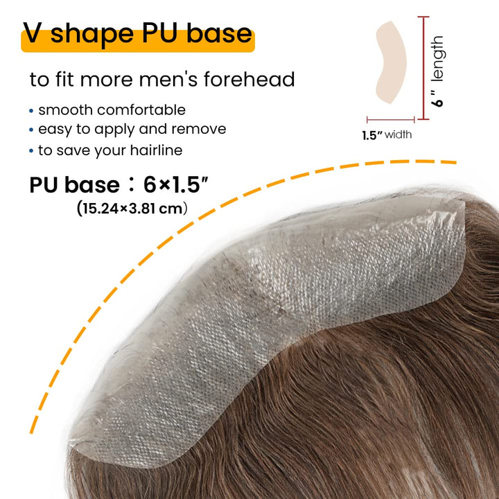 Lordhair Toupet Herren,100% Europäisches Echthaar Herren Toupet Echthaar,V-LOOP Skin Toupet Herren,T