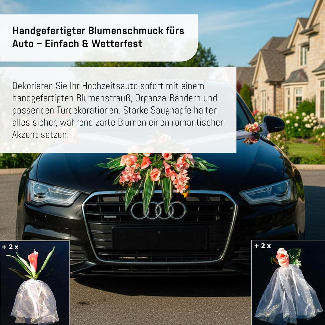 Spitze STRAUss Auto Schmuck Braut Paar Rose Deko Dekoration Autoschmuck Hochzeit Car Auto Wedding De