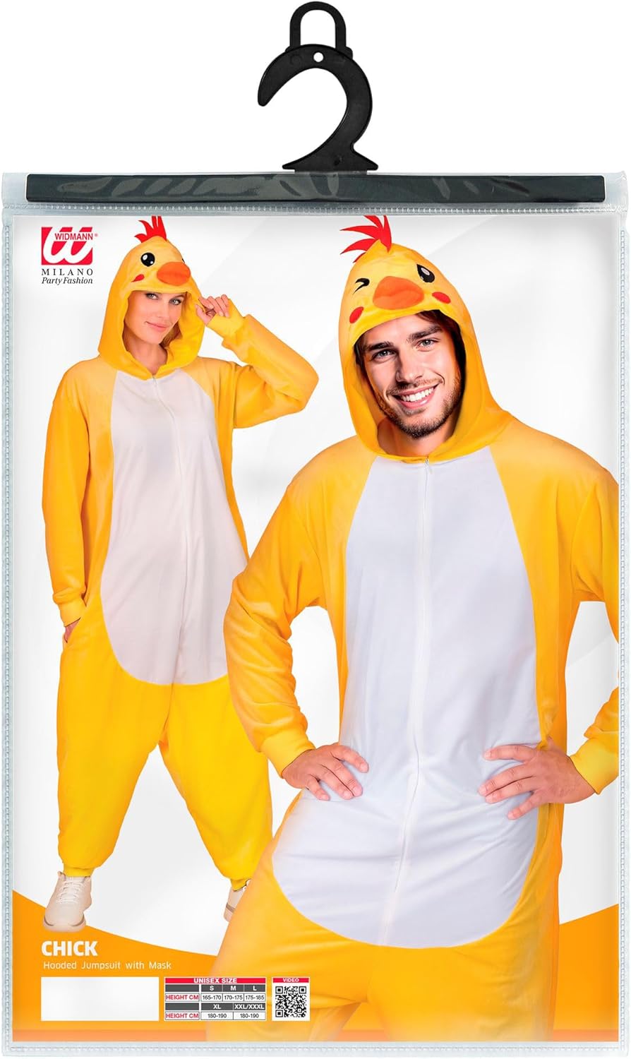 W WIDMANN MILANO Party Fashion - Tier Overall für Erwachsene, weicher Plüsch Jumpsuit mit Kapuze, Ti