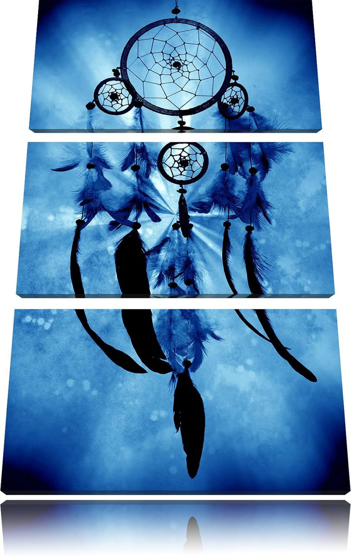 Pixxprint Indianischer Traumfänger als Leinwandbild | Grösse: 3 Teilig (120x80) | Wandbild| Kunstdru